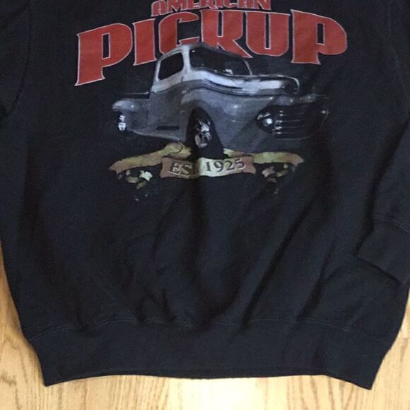 Vintage COVINGTON mens sweatshirt in size large black with truck graphics - Picture 6 of 9